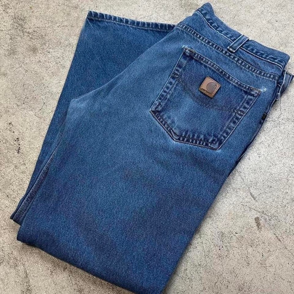 Carhartt Blue‎ Wash Relaxed Fit Heavyweight Workwear Denim Jeans Size 36x30